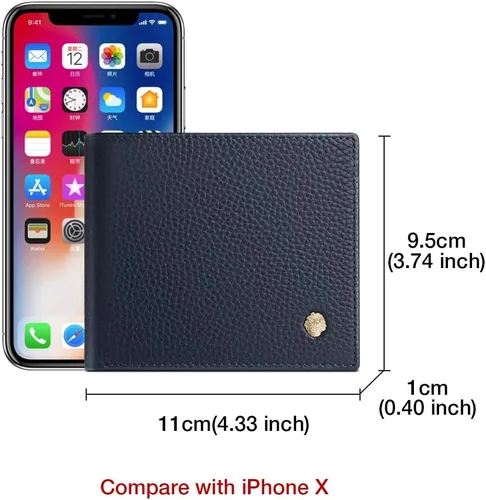 Vista 26 de LAORENTOU Billeteras de cuero genuino para hombre, billeteras plegables con cremallera, bolsillo para monedas, casual, cartera delgada