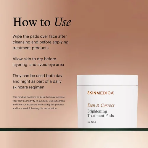 Vista 8 de SkinMedica Even & Correct - Almohadillas de tratamiento iluminadoras para exfoliación facial, almohadillas de ácido glicólico al 10% que