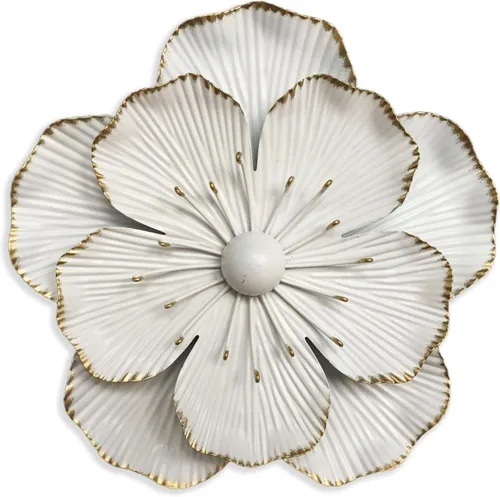 Vista 14 de Decoración artística de pared de flores de metal, escultura floral moderna y rústica de 8.3 pulgadas, hierro envejecido para colgar en la pared