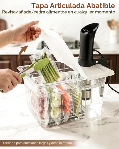Vista 5 de EVERIE Sous Vide - Contenedor compatible con ANOVA Nano, Contenedor con tapa y estante