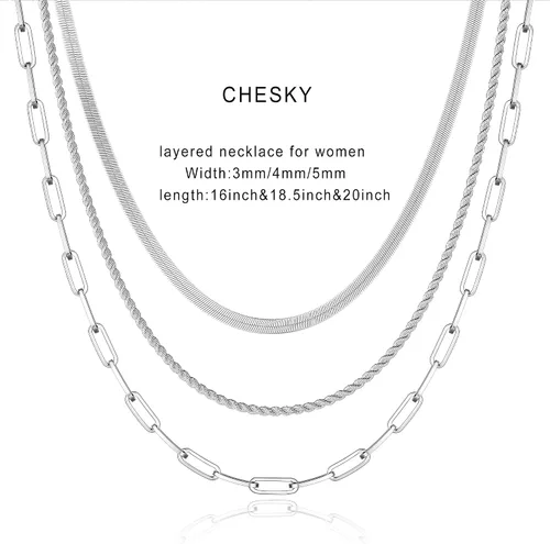 Vista 5 de CHESKY Collar de cadena de serpiente chapada en oro de 14 quilates, collar de espiga de oro, gargantilla de oro para mujeres y niñas, regalos