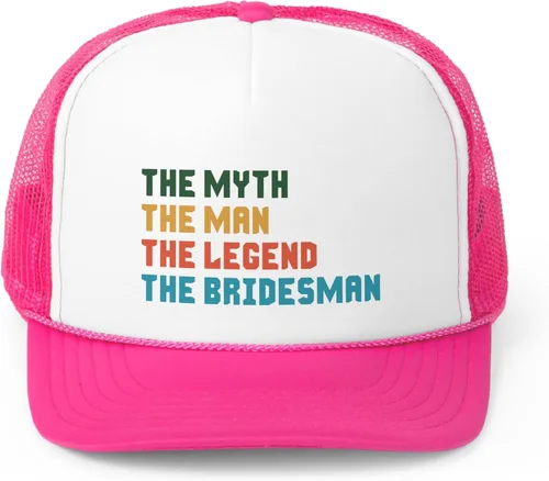 Vista 4 de The Myth The Man The Legend Wedding Bridesman Propuesta Hombre de Honor Trucker Gorras