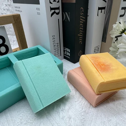 Vista 8 de Molde de jabón de silicona de dos libros, moldes de cera de vela hechos a mano, molde de silicona para pastel de mousse de chocolate, gelatina