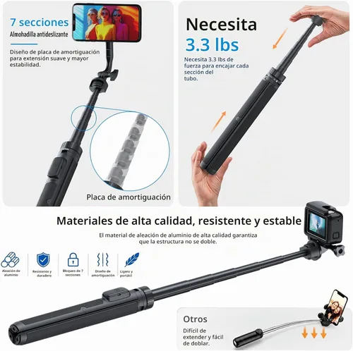Vista 5 de Trípode magnético de 70 pulgadas para iPhone, trípode de teléfono