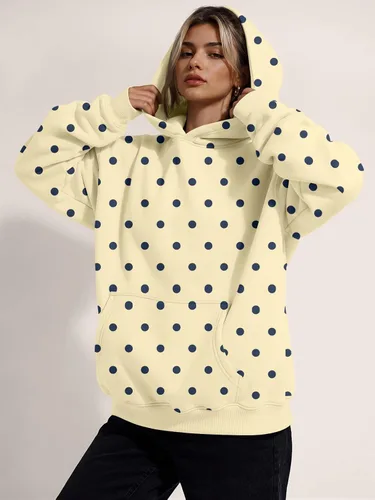 Vista 5 de Trendy Queen Sudaderas con capucha de gran tamaño para mujer, sudaderas de felpa para mujer, suéteres de moda de otoño, suéteres de invierno Lunares