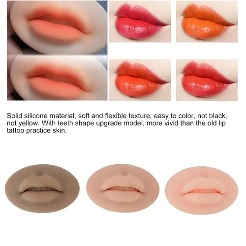Vista 5 de 3pcs Práctica Labios, Silicona Microblading Práctica Piel 3D Piel Falso Piel Cosmética Maquillaje Labios Entrenamiento