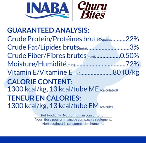 Vista 4 de INABA Churu Bites para Gatos, Golosinas para Gatos Rellenas de Churu Envueltas en Pollo Horneado Suave/Masticable con Vitamina E, 0.35 Onzas por