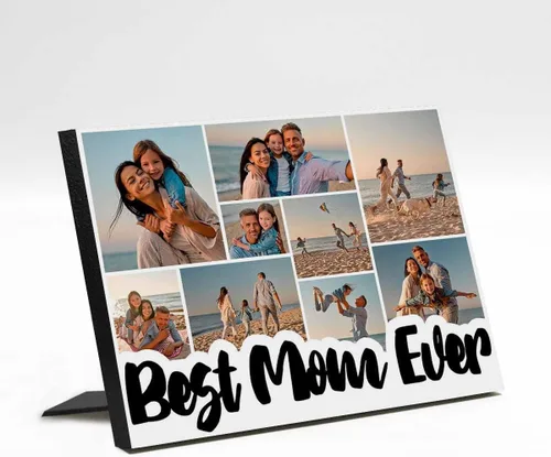 Vista 11 de InterestPrint Panel de fotos personalizado para mamá y nombre para exhibición de mesa Love You Mom You're the Best 3 Fotos Marco de fotos
