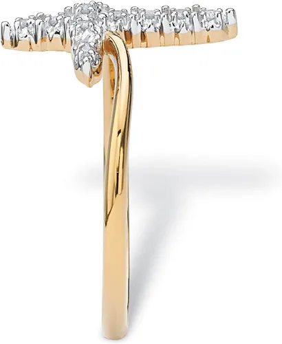 Vista 2 de Anillo de oro amarillo de 18 quilates sobre plata de ley con diamantes auténticos