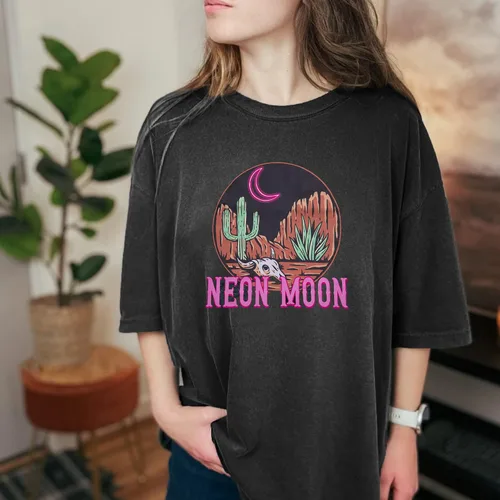 Vista 3 de Camisetas de vaquera de gran tamaño para mujer, camisa vaquera occidental, retro, de música country, casual, manga corta, sueltas