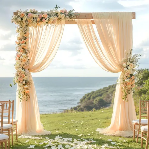 Vista 47 de Cortinas de telón de fondo transparentes para arco de boda de 28 pulgadas x 19 pies Negro