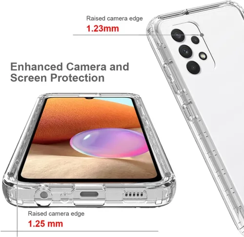Vista 2 de Funda compatible con Galaxy A32 4G, SM-A325F SM-A325M con protector de pantalla de vidrio templado, cuerpo completo, a prueba de golpes