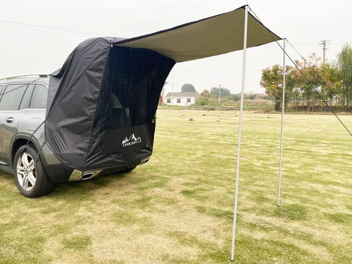 Vista 5 de Tienda de campaña para portón trasero para automóvil, toldo para auto, protección solar, impermeable, a prueba de rayos UV, para SUV, camping Negro