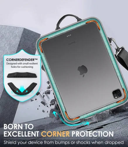 Vista 3 de MoKo Funda para tablet de 9 a 11 pulgadas, funda de transporte protetivo de 360° compatible con iPad 10th 10.9, iPad Air 5/4th 10.9, iPad 9/8th Gris