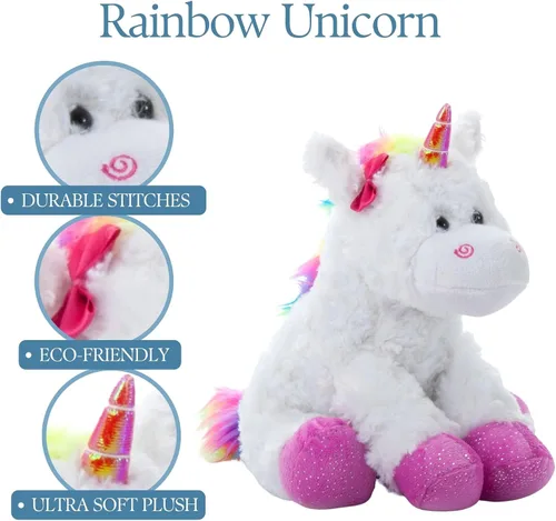 Vista 9 de Peluche de unicornio multicolor, de The Petting Zoo (10 pulgadas)