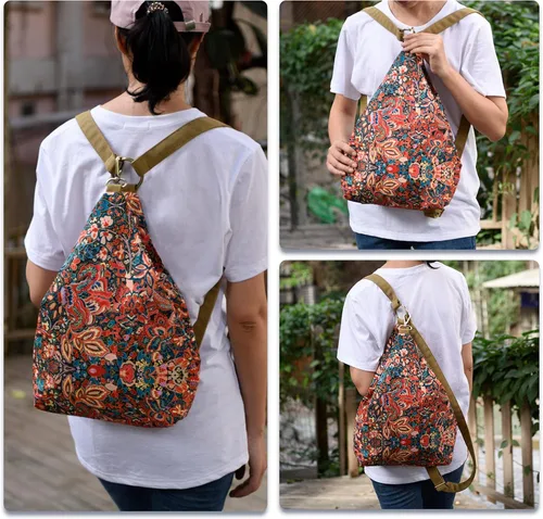 Vista 6 de Black Butterfly - Mochila prémium para mujer, estilo bohemio, casual, moderna, ligera y pequeña, 1-rojo