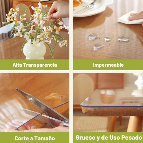Vista 4 de Protector de mesa transparente de 14 x 24 pulgadas, 1.5mm de grosor, cubierta de mesa de plástico, protector de mesa transparente de PVC