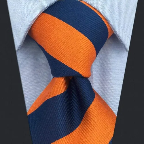 Vista 2 de SW SHLAX WING - Corbata para hombre con bolsillo cuadrado y rayas azules y naranjas
