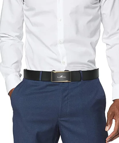 Vista 2 de Oyifan Cinturón negro para hombre, cinturón de diseñador de cuero genuino para hombre, cinturón de moda para hombre, cinturón casual para hombre