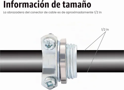 Vista 3 de 12 unids 1/2 pulgada tipo abrazadera conectores de cable para conducto metálico proteger cables plata-zinc 1/2 pulgada - 12 piezas