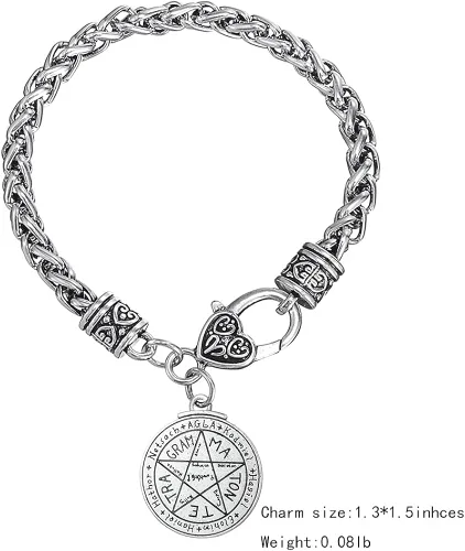 Vista 6 de Lemegeton Talisman for Love - Pulsera Wicca con dije de pentáculo de Salomón para el amor Metal no conocido