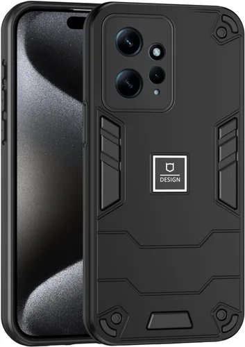Vista 354 de Funda compatible con Redmi A1, compatible con Redmi A2 2 en 1 [PC dura + TPU], funda de teléfono negra