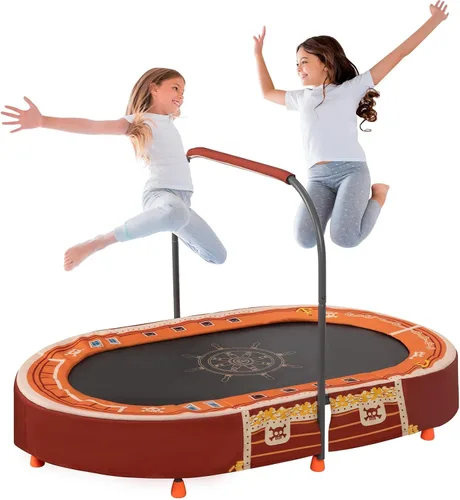 Vista 4 de Indoor Trampoline, 55" Foldable Trampoline with Handle, Oval Trampoline for Kids, Play Rebounder, Kids Trampoline Indoor, Gift for Girls Age 3+