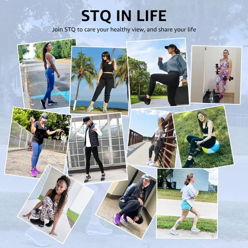 Vista 9 de STQ - Tenis para caminar, sin cordones, de malla transpirable, cómodos, a la moda, mocasines con plataforma de cuña para mujer
