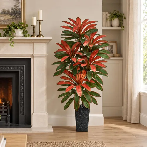 Vista 11 de Árbol de Dracaena artificial, plantas artificiales de 5 pies, maceta Verde-negro Pot