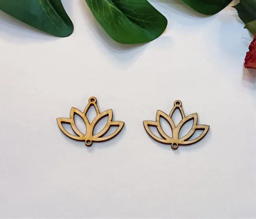 Vista 2 de 30 aretes de madera recortados en forma de loto, manualidades de corte láser sin terminar, accesorios de joyería de madera (2 pulgadas)