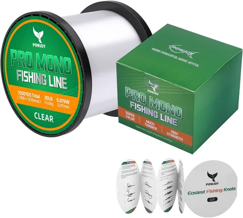 Vista 11 de Monofilament Fishing Line, Invisible Nylon Wire, Knot Guide Cards Transparente