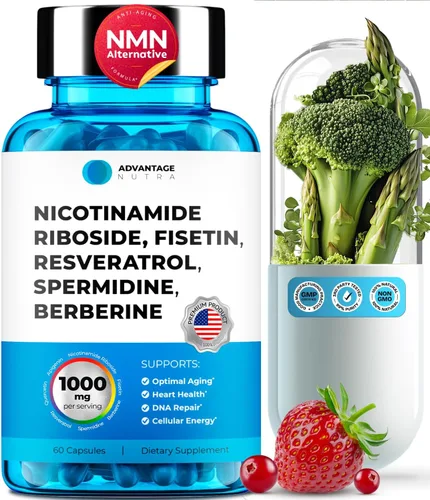 Vista 10 de Suplemento liposomal de nicotinamida ribósido NR Resveratrol NAD: Nicotinamida 500mg con fisetina, polvo de resveratrol espermidina berberina NAD
