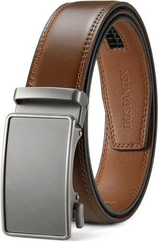 Vista 18 de BOSTANTEN - Cinturón de cuero para hombre con hebilla de rátchet para vestir y casual con hebilla ajustable, corte para adaptarse