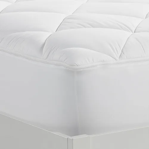 Vista 4 de Serta Luxury Firm - Protector de colchón acolchado 100% algodón con relleno de fibra de enfriamiento, individual, color blanco