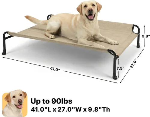 Vista 6 de Veehoo Cama para perros al aire libre, cama elevada para perros grandes, cama elevada para mascotas con reposacabezas, cuna refrescante lavable