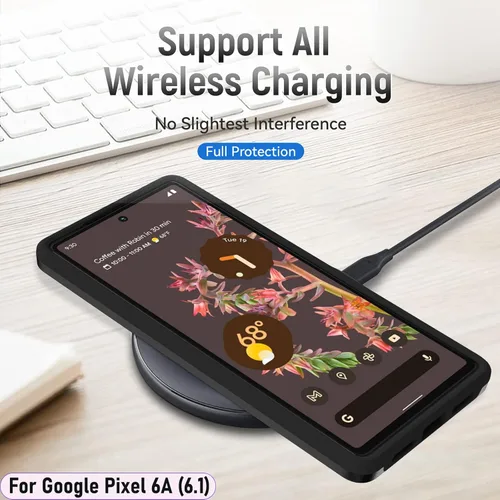 Vista 6 de Funda híbrida de doble capa para Pixel 6A de 6.1 pulgadas, resistente a los golpes, resistente a los golpes, con 1 soporte magnético para automóvil