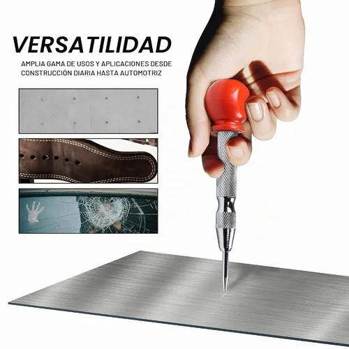 Vista 7 de Rok Hardware 5-1/8 "Herramienta automática de perforación de agujero central de acero con resorte para metal, madera y plástico ROKCPUNCH