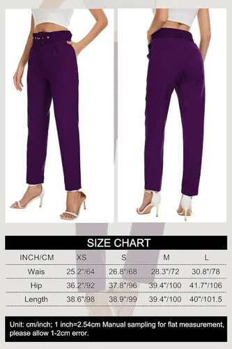 Vista 6 de Gudaoprm Pantalones de vestir de cintura alta para mujer, pantalones de negocios casuales cónicos pantalones de trabajo con bolsillos
