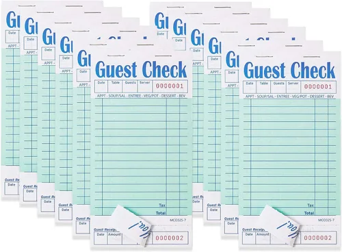 Vista 50 de Libros de cheques de invitados para servidores, bloc de notas de servidor, paquete de 12, papel de color natural, bloc de notas para camarera