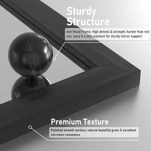 Vista 2 de Espejo Negro de Granja para Pared, Espejos Cuadrados de Baño con Marco de Madera de 18x26 Pulgadas para Tocador, Espejos Estilo Puerta de Granero