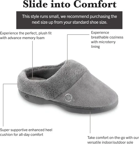 Vista 2 de isotoner Pantuflas de rizo con capucha para mujer con espuma viscoelástica suave, soporte de arco cómodo y suela para interiores y exteriores