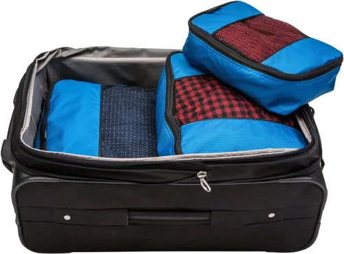 Vista 3 de TravelWise - Cubos de embalaje para equipaje 3 unidades Azul Patchwork TWPC-06