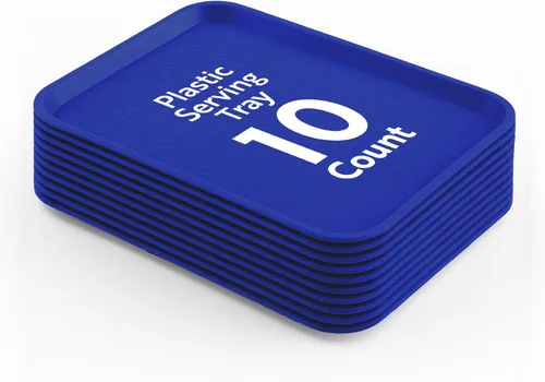 Vista 33 de Restaurantware Bandejas de comida rápida, paquete de 10 bandejas de plástico para cafetería, de 10 x 14 pulgadas, rectangulares verdes, aptas