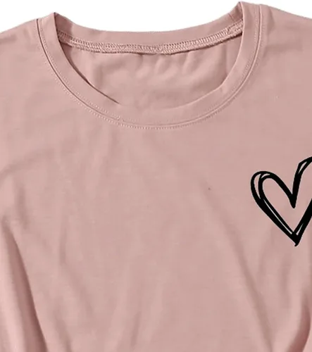 Vista 3 de SweatyRocks Camisetas con estampado de corazón para mujer, camisetas divertidas de manga corta para adolescentes y niñas