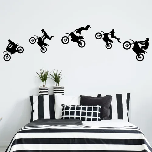 Vista 6 de Calcomanías de motocross, calcomanías de pared para motocicleta, calcomanías de pared para sala de estar, dormitorio, decoración de habitación