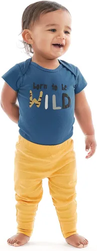 Vista 4 de Onesies Brand Paquete de 3 conjuntos de ropa unisex para bebé, mezcla y combina, de recién nacido a 12 meses, conjunto de pantalones Negro Amarillo