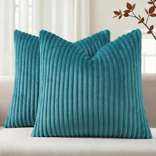 Vista 35 de Simmore Juego de 2 fundas de almohada decorativas de verano de 16 x 16 pulgadas, fundas de almohada suaves de franela de felpa natural de doble cara