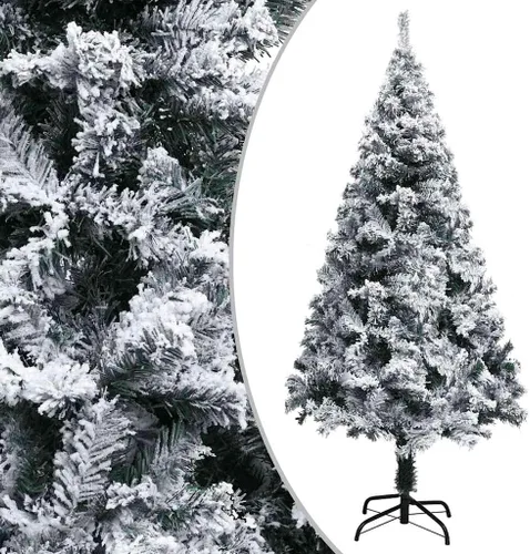 Vista 2 de 6.5ft Flocked Artificial Christmas Tree with LED Lights and Decorations, Realistic PVC Branches, Adjustable Steel Stand for Indoor Holiday Decor