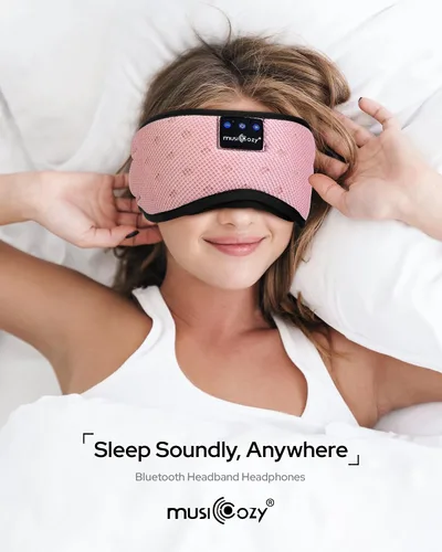 Vista 6 de MUSICOZY Auriculares Bluetooth para dormir de lado Rosa (mesh pink)