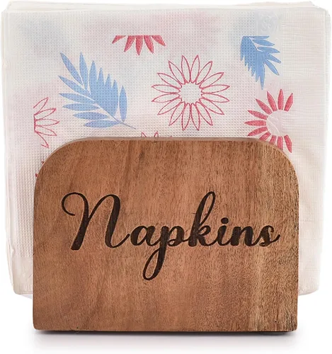 Vista 2 de NIRMAN Servilleteros de madera de acacia para cocina, dispensador de servilletas de papel vertical para cocina, decoración de mesa de comedor